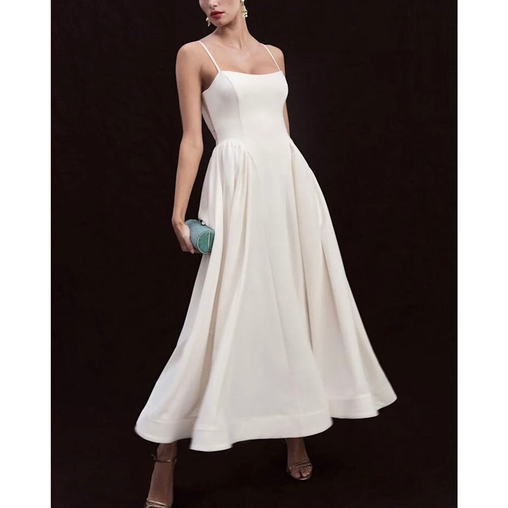 Reformation White Spaghetti-Strap A-Line Wedding Dress